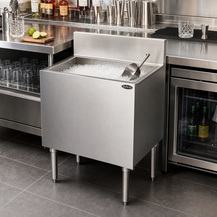 Product image #2 for Krowne Royal Series 24-Inch W x 19-Inch D Underbar Ice Bin/Cocktail Unit with Built-In 10-Circuit Cold Plate, 97 lb. Capacity