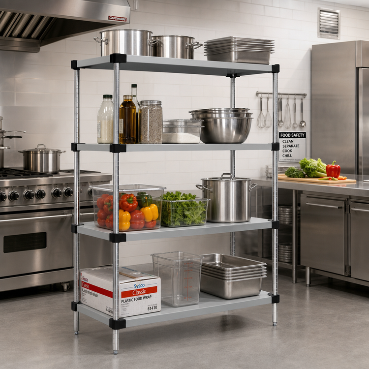 Product image #2 for Quantum 54 Inch Wide Solid Stainless Steel Shelving Starter Kit