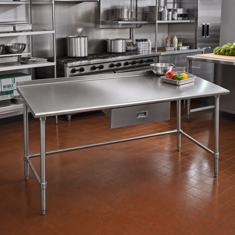 Product image #2 for Deluxe Series 144-Inch x 36-Inch Stainless Steel Work Table with Rear Upturn and Tubular Base