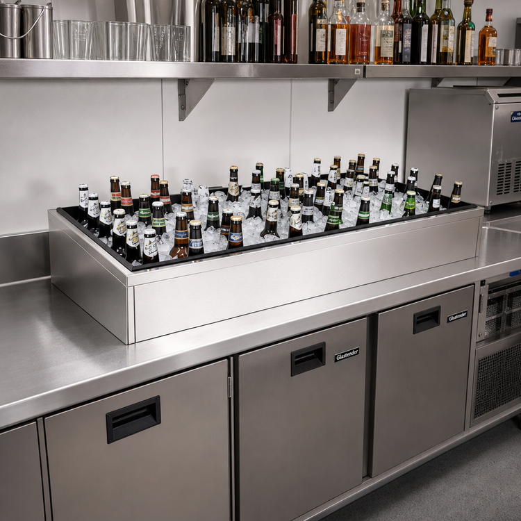 Product image #2 for Glastender Back Bar Ice Display Unit for Bottled Beverages, 54 Inch x 18 Inch x 7 Inch, Stainless Steel