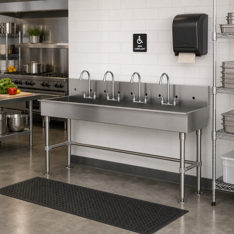 Product image #2 for Advance Tabco ADA-Compliant Multiwash Freestanding Hand Wash Sink with 4 Faucet Hole Sets
