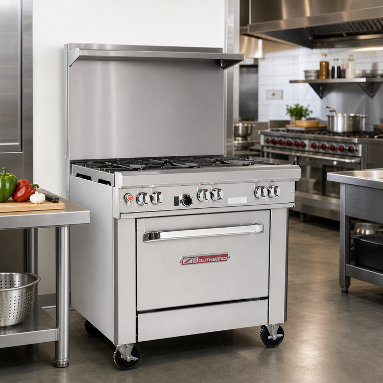 Product image #2 for Southbend Ultimate 24-Inch Gas Restaurant Range with 4 Open Burners and Space Saver Oven