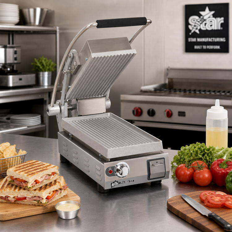 Product image #2 for Star Pro-Max 2.0 Countertop Sandwich Grill / Panini Press with Grooved Aluminum Plates, 7.5 x 14.2 Inch