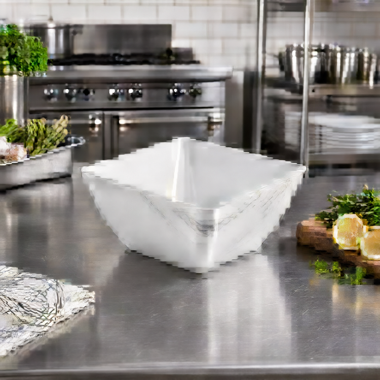 Product image #2 for American Metalcraft Naturals Collection Square Melamine Bowl, 54 oz., White Marble Pattern