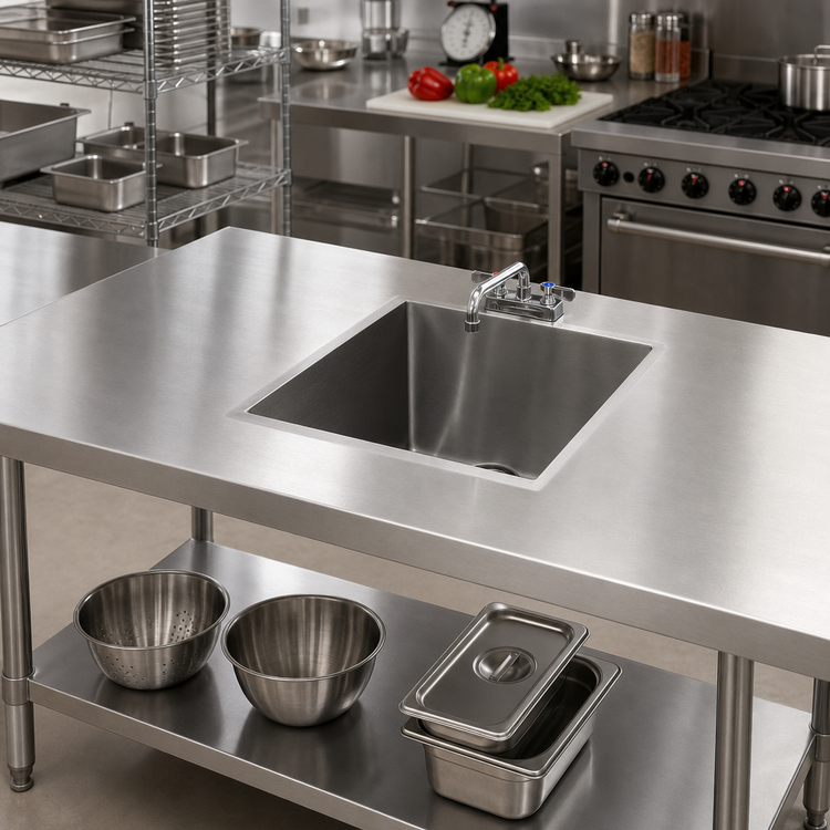 Product image #2 for Advance Tabco TA-11D Welded Sink Into Table Top, 20" x 20" x 12" Single Bowl, Faucet Included