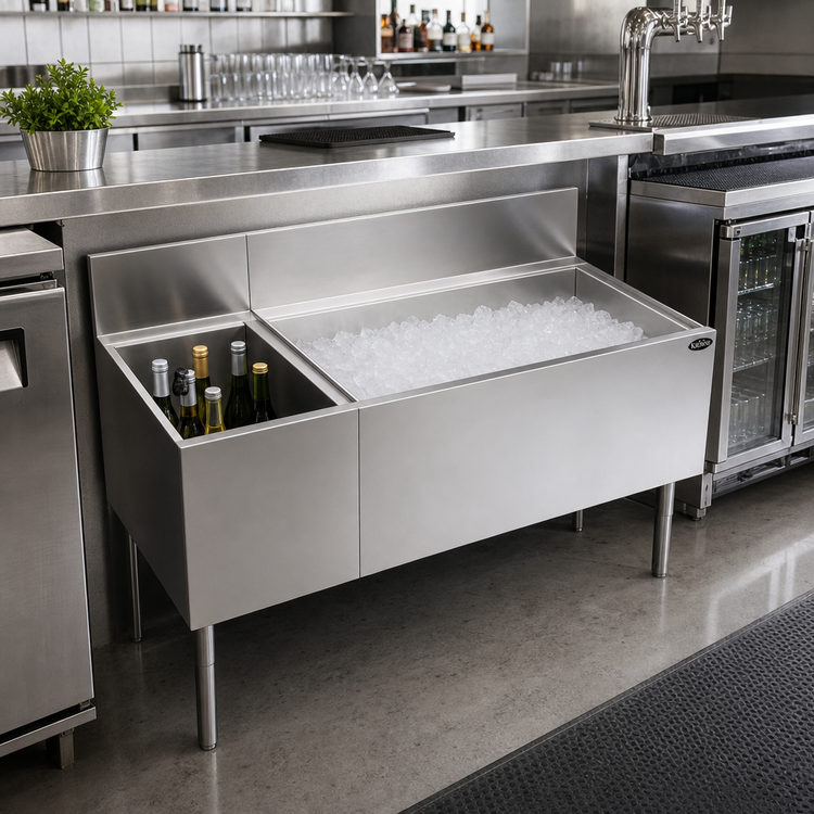 Product image #2 for Krowne Royal Series 48-Inch Stainless Steel Underbar Multi-Station Ice Bin with Bottle Well