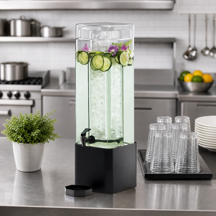 Product image #2 for Iron Collection Mission Square Beverage Dispenser, 1.5 Gallon, Acrylic with Black Metal Base