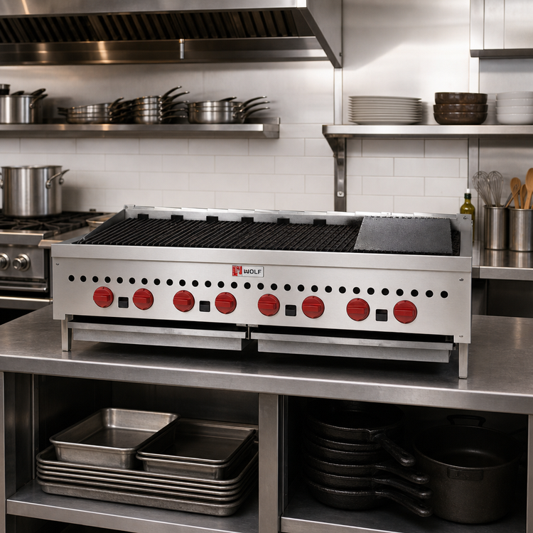 Product image #2 for Wolf SCB47 46-3/4 Inch Countertop Gas Charbroiler with 8 Burners and Cast Iron Radiants