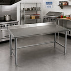 Thumbnail image #2 for Eagle Group Spec-Master T36108STEM-BS Marine Series 14/300 Stainless Steel Work Table, 108 x 36 in, 4-1/2 in Backsplash, Open Base