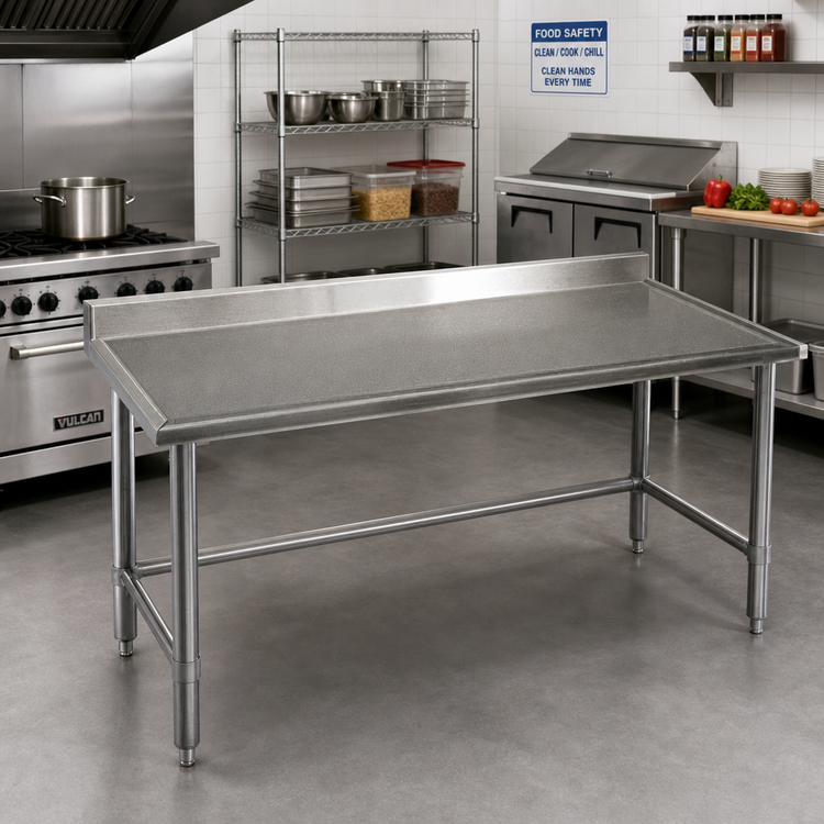 Product image #2 for Spec-Master Marine Series Stainless Steel Work Table with 4-1/2-Inch Backsplash, Open Base, 108 x 36 Inches
