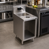 Thumbnail image #2 for Krowne Royal Series Freestanding Stainless Steel Underbar Hand Sink Unit with Open Front Cabinet Base and Electronic Faucet