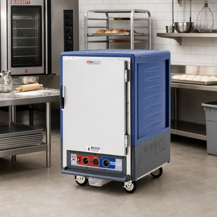 Product image #2 for Metro C5 3 Series Half-Height Moisture Heated Holding and Proofing Cabinet with Blue Insulation Armour, Solid Door, and Fixed Wire Slides