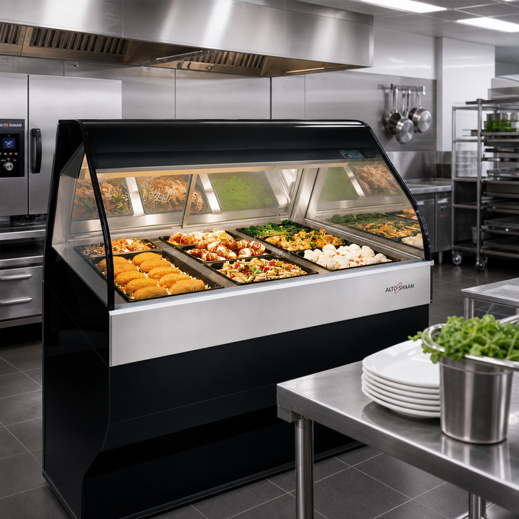 Product image #2 for Alto-Shaam Halo Heat 48-Inch Full-Service Heated Display Case with Stationary Base and Curved Glass Front