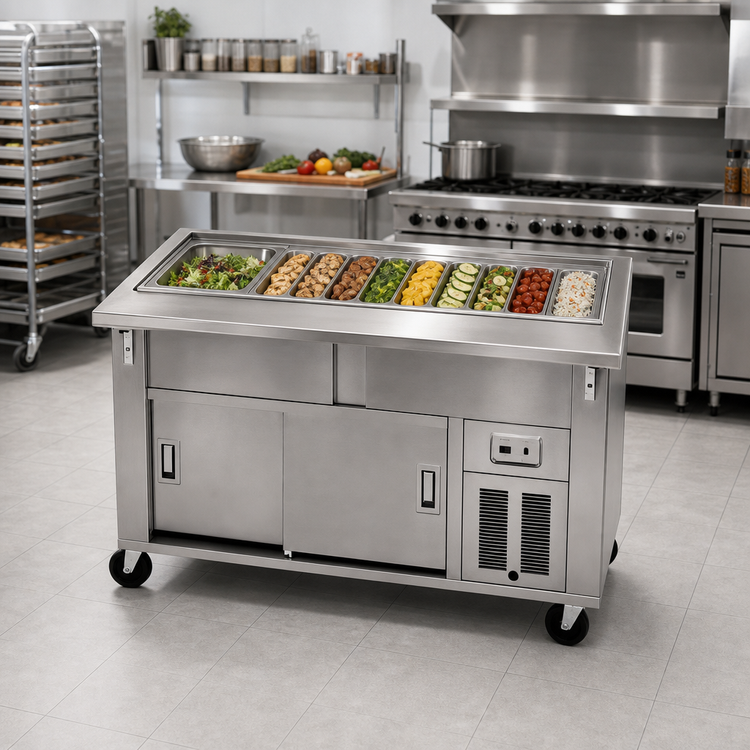 Product image #2 for DineXpress DXP5CB 5-Pan 74-Inch Mechanically Cooled Mobile Cold Food Serving Counter
