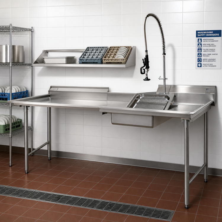 Product image #2 for Eagle Group DTC-48RL-16/3 Straight Right-to-Left Dishtable Package with Pre-Rinse Sink