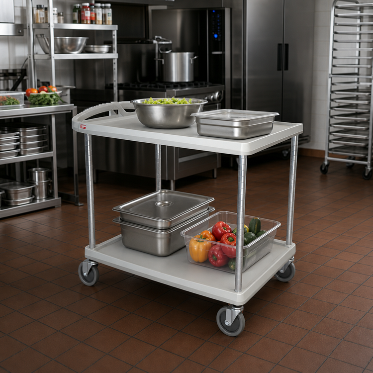 Product image #2 for Metro myCart Series 2-Shelf Open Base Polymer Utility Cart, 27-11/16 x 40-1/4 Inch, Gray