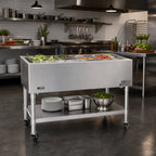 Thumbnail image #2 for Eagle Group SPCP-5 Mobile 5-Pan Ice-Cooled Cold Pan Serving Counter, Open Base, Stainless Steel