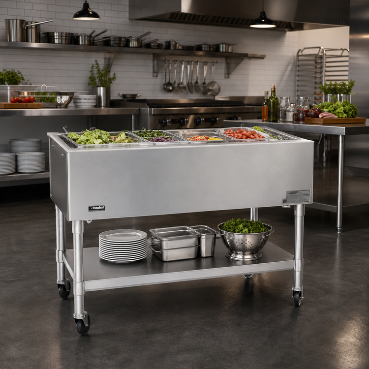 Product image #2 for Eagle Group SPCP-5 Portable 5-Pan Ice Cooled Open Base Cold Pan Serving Counter