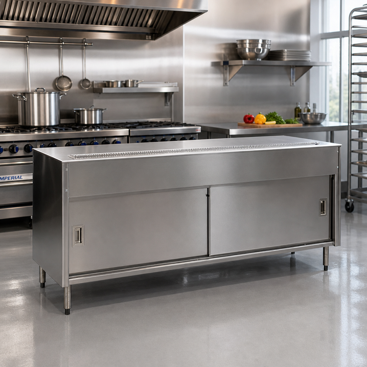 Product image #2 for Spec-Master US5CB 79-Inch Enclosed Base Stainless Steel Urn Stand with Sliding Doors and Drip Trough