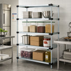 Thumbnail image #2 for Quantum WR54-1454SG 54"W x 14"D x 54"H Solid Shelving Starter Kit with 4 Galvanized Steel Shelves and Chrome Posts