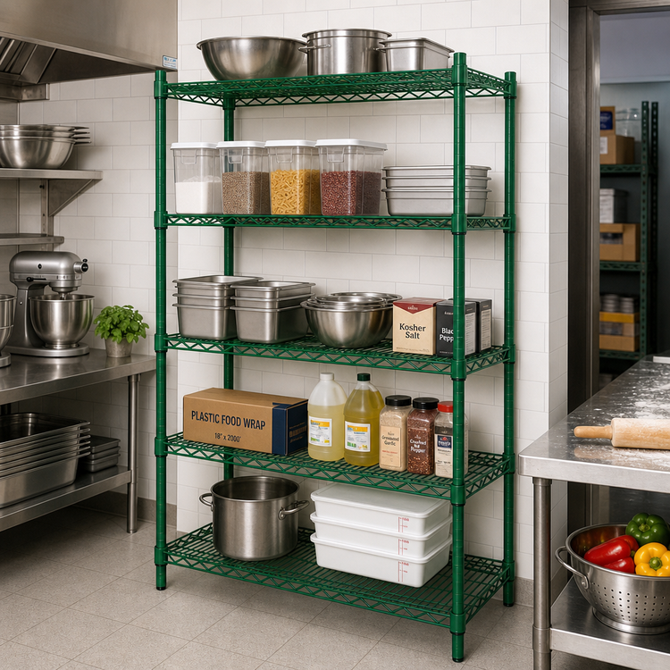 Product image #2 for Heavy Duty 5-Tier Wire Shelving Unit, 36 x 14 x 84 Inches, Green Epoxy Coated, 800-Lb Shelf Capacity