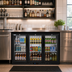Thumbnail image #2 for KoolMore 53-Inch Three-Section Back Bar Refrigerator with 3 Glass Swing Doors, 11.3 Cu. Ft., Black