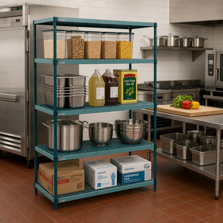 Product image #2 for Metro Super Erecta Pro 24" W x 30" D x 63" H 4-Shelf Stationary Polymer Shelving Starter Unit