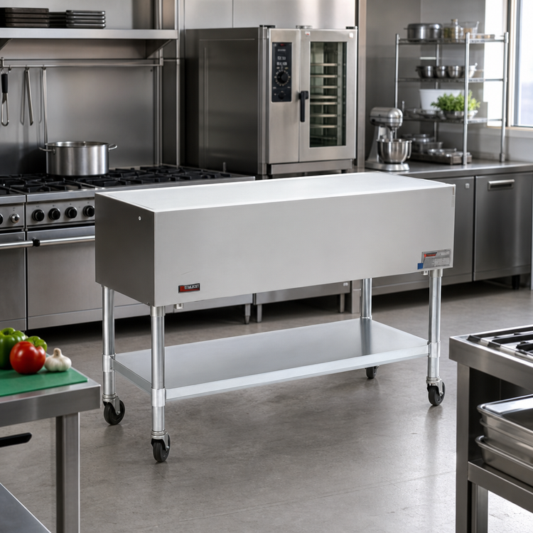 Product image #2 for Mobile Stainless Steel Utility Serving Counter with Open Base and Undershelf, 66 Inch x 22-1/2 Inch