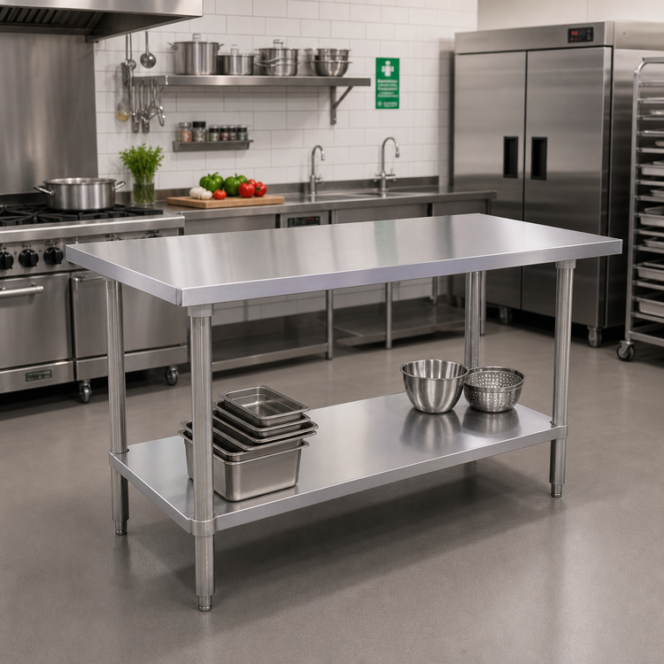 Product image #2 for 72 x 24 x 34 Inch Flat Top Stainless Steel Work Table with Undershelf