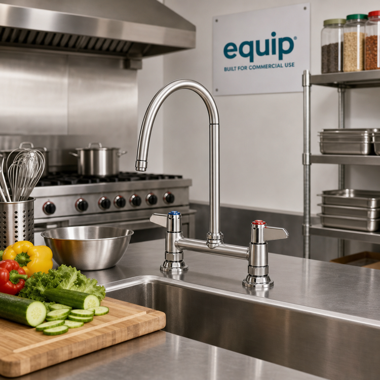 Product image #2 for equip 8-Inch Deck Mount Mixing Faucet with 9-Inch Swivel Gooseneck and Lever Handles