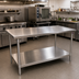 Thumbnail image #2 for John Boos Stallion 120-Inch x 30-Inch 16-Gauge Stainless Steel Work Table with Safety Edge and Adjustable Undershelf