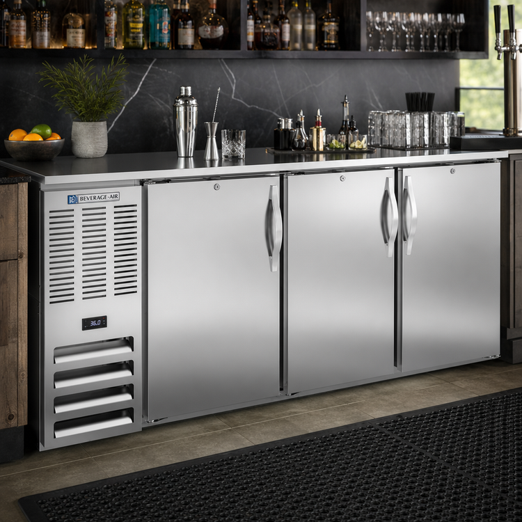 Product image #2 for Beverage Air BB72HC-S 72-Inch Three-Section Solid Door Back Bar Refrigerator