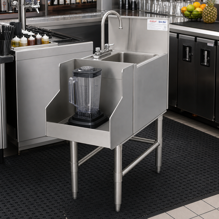 Product image #2 for Eagle Spec-Bar Stainless Steel Underbar Blender Station with Sink and T&S Faucet