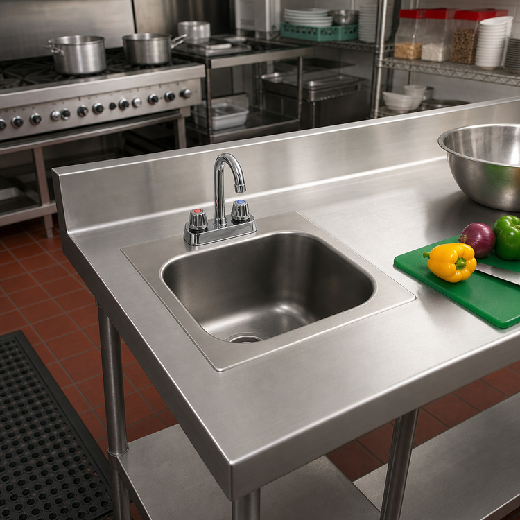 Product image #2 for Eagle Group Self-Rimming Drop-In Sink with Deck-Mount Gooseneck Faucet, 1 Compartment, 14 x 10 x 9-1/2 Inch Bowl