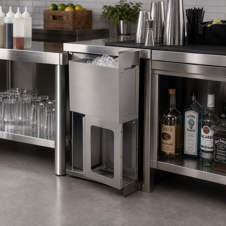 Product image #2 for BK Resources 8-Inch Wide Underbar Ice Bin with 22 lb Capacity and Stainless Steel Construction