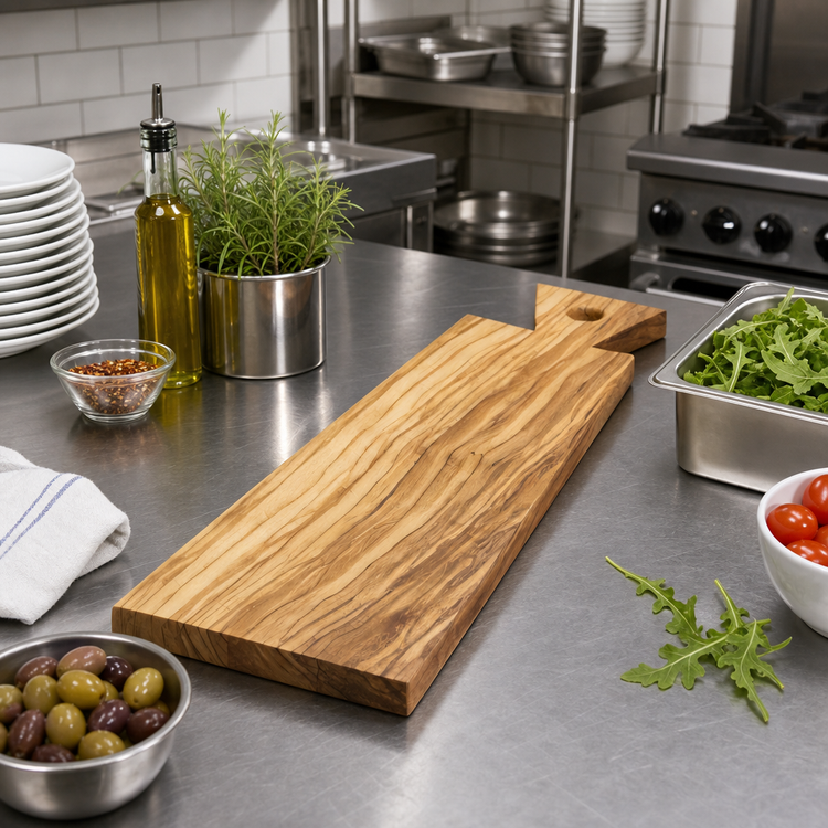 Product image #2 for American Metalcraft Olive Wood Serving Board with Handle, 16-5/8 x 5-7/8 Inches