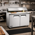 Thumbnail image #2 for Juneau 48-Inch Two-Section Refrigerated Prep Table, 12-Pan Capacity, Rear-Mounted Self-Contained
