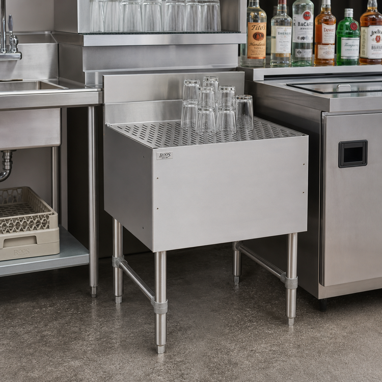 Product image #2 for John Boos Slim-Line Freestanding Stainless Steel Underbar Drainboard, 30 x 18 x 32-1/2 Inches, 3-Inch Backsplash
