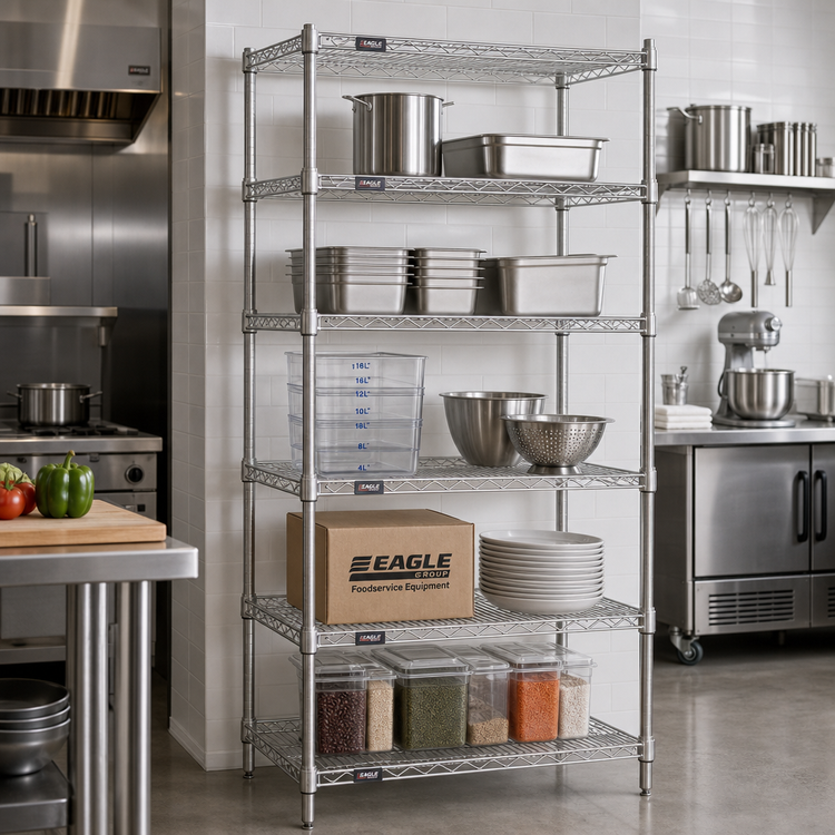 Product image #2 for Eagle Group 5-Tier Wire Shelving Starter Unit with QuadTruss, Stainless Steel, 48W x 18D x 74H
