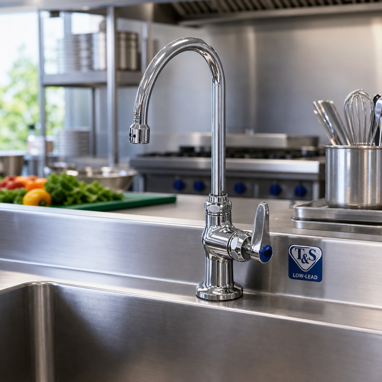 Product image #2 for T&S Brass Low-Lead Single Pantry Deck-Mount Faucet with 5-3/4 Inch Swivel Gooseneck