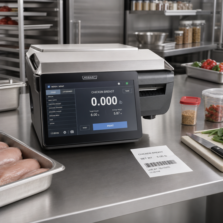 Product image #2 for Hobart Weigh/Wrap GTIP-DB Weigh-Wrap Portion Control Food Scale with Printer and 11.6-Inch Operator Display