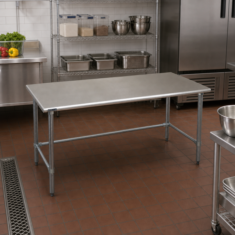 Product image #2 for BlendPort Budget Series 48" x 30" 430 Stainless Steel Work Table with Galvanized Base