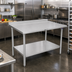 Thumbnail image #2 for John Boos Stallion 60 Inch x 30 Inch Stainless Steel Work Table with Rear Backsplash and Undershelf