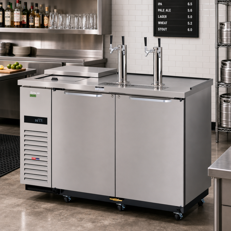 Product image #2 for Turbo Air Super Deluxe 2-Door Club Top Beer Dispenser for 2 Half-Barrel Kegs, Stainless Steel