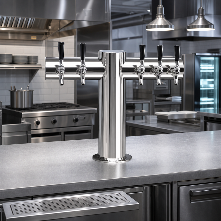 Product image #2 for Metropolis T-Style Countertop Glycol-Cooled Draft Beer Tower with 6 Faucets