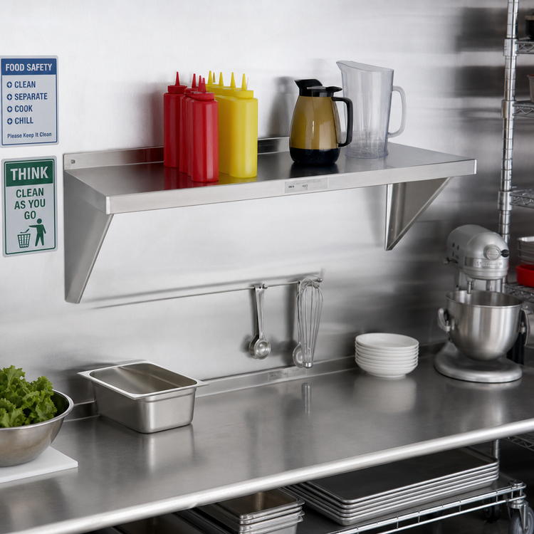 Product image #2 for New Age 48-Inch Solid Aluminum Wall Shelf, 12-Inch Deep, 18 Gauge