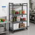 Thumbnail image #2 for Cambro Camshelving Basics Plus 4-Tier Polymer Stationary Starter Unit, 24 x 54 x 64 Inches, 3 Vented / 1 Solid Shelf Configuration, Brushed Graphite