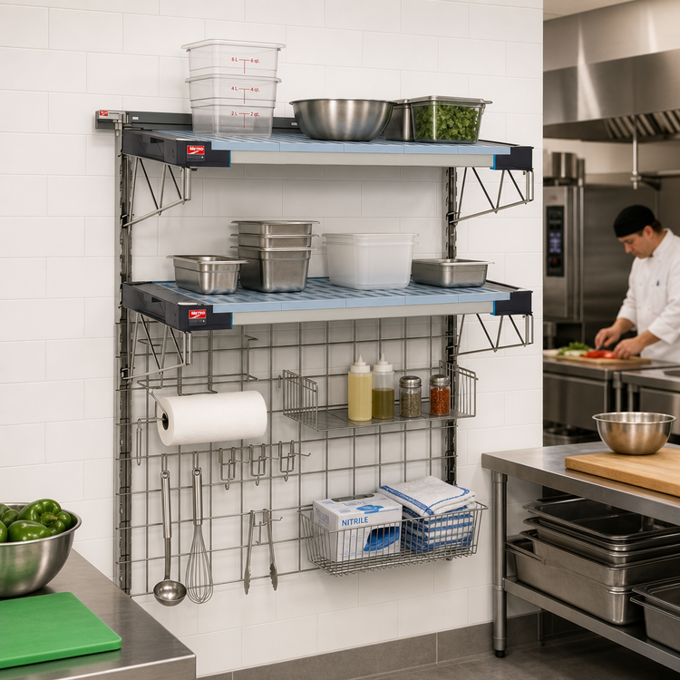 Product image #2 for Metro SmartWall Life Wall-Mounted Prep Starter Unit with 2 MetroMax 4 Polymer Shelves