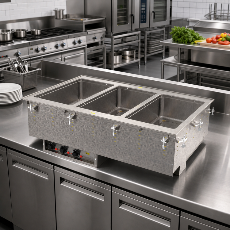 Product image #2 for Vollrath 3-Well Drop-In Electric Hot Food Well, Insulated Marine-Grade Stainless Steel Wells, Manifold Drain