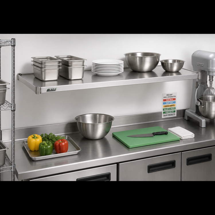 Product image #2 for Eagle Group 54-Inch x 18-Inch Heavy-Duty Solid Stainless Steel Shelf with Marine Edge